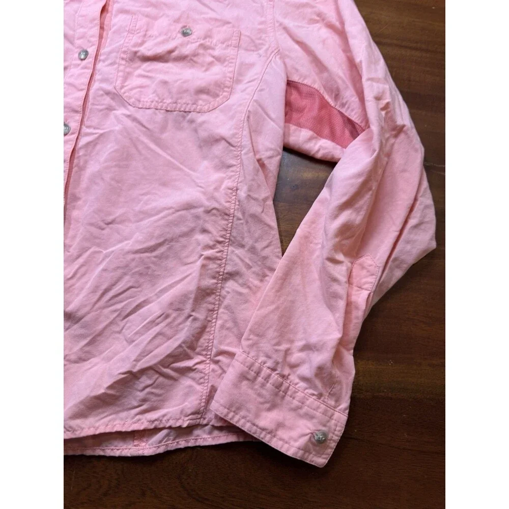 Solumbra Pink Sun Protective Long Sleeve Button Up Shirt Women Size M Mesh Vent